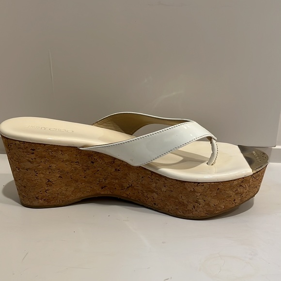 White Patent Leather Jimmy Choo Wedge Sandal. Size Euro 40. - Picture 8 of 11